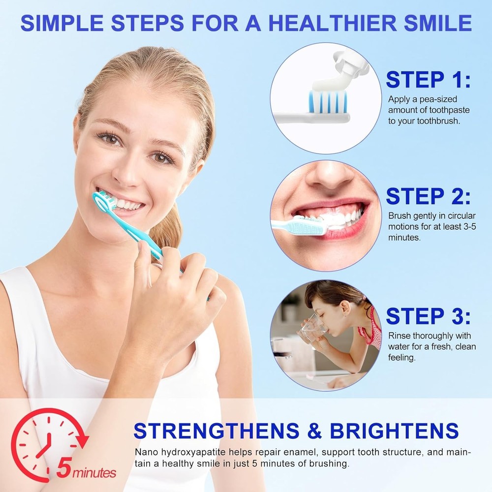 7.5% Hydroxyapatite Toothpaste, Toothpaste for Advanced Enamel Protection, Gentl