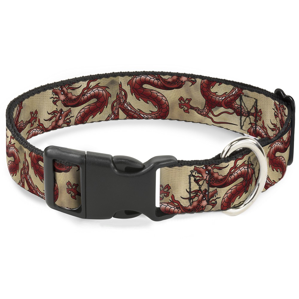 Plastic Clip Collar Dragons Tan Medium 11-16.5"