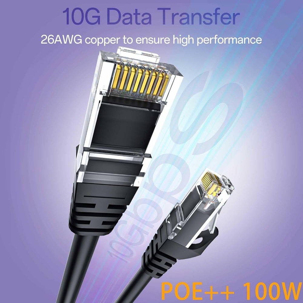 Cat 6 Ethernet Cable 2FT 10Pack, Cat6 Patch 10Gbps, 2FT, Black