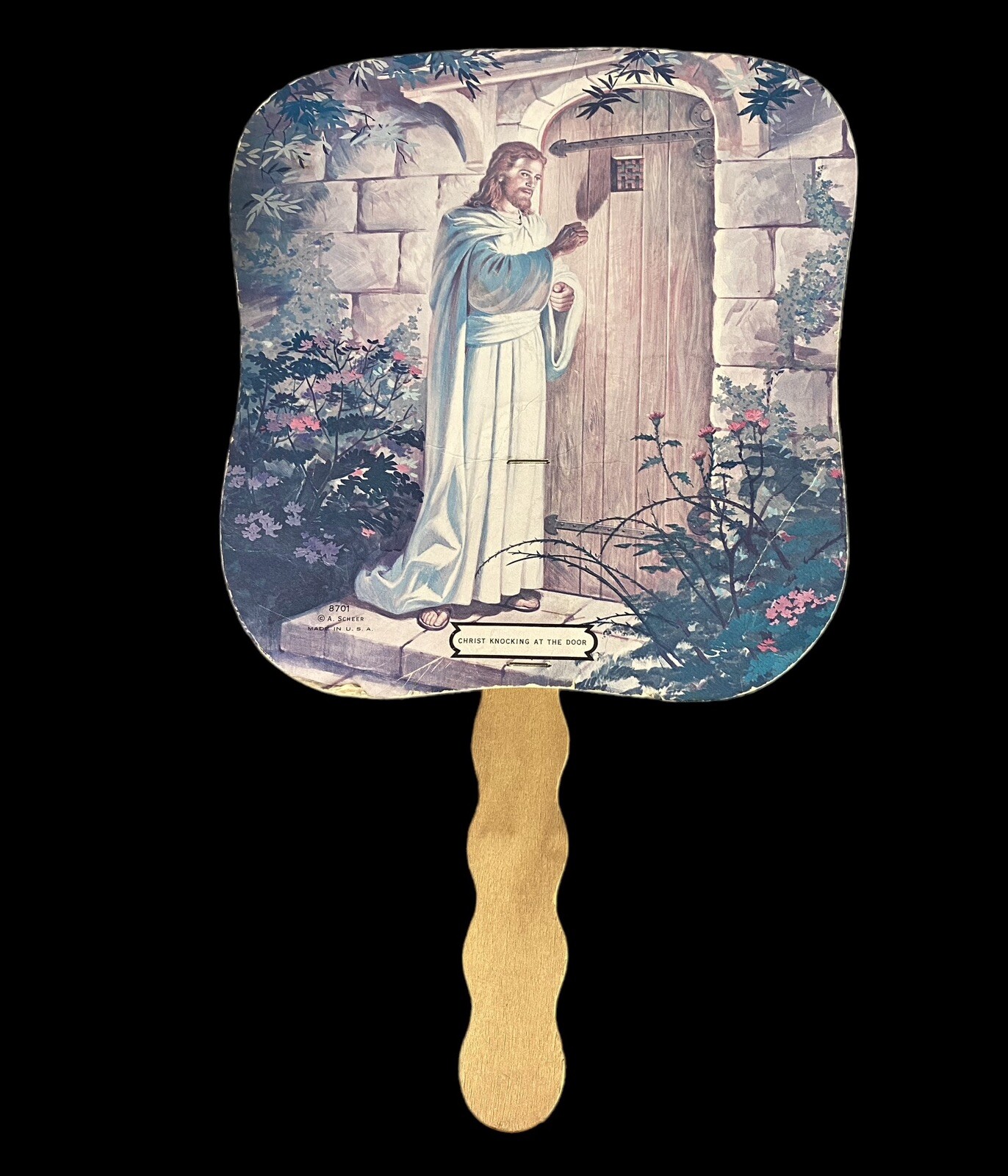 Vtg Paper Fan Advertising Jesus Funeral Memorial Park California Cemetery Death