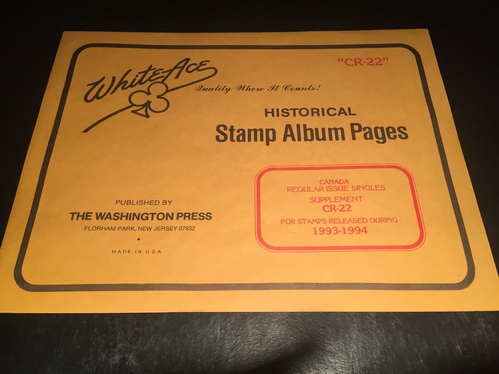 White Ace Stamp Album Supplement Pages  - Canada Regular Issues 1993 CR-22