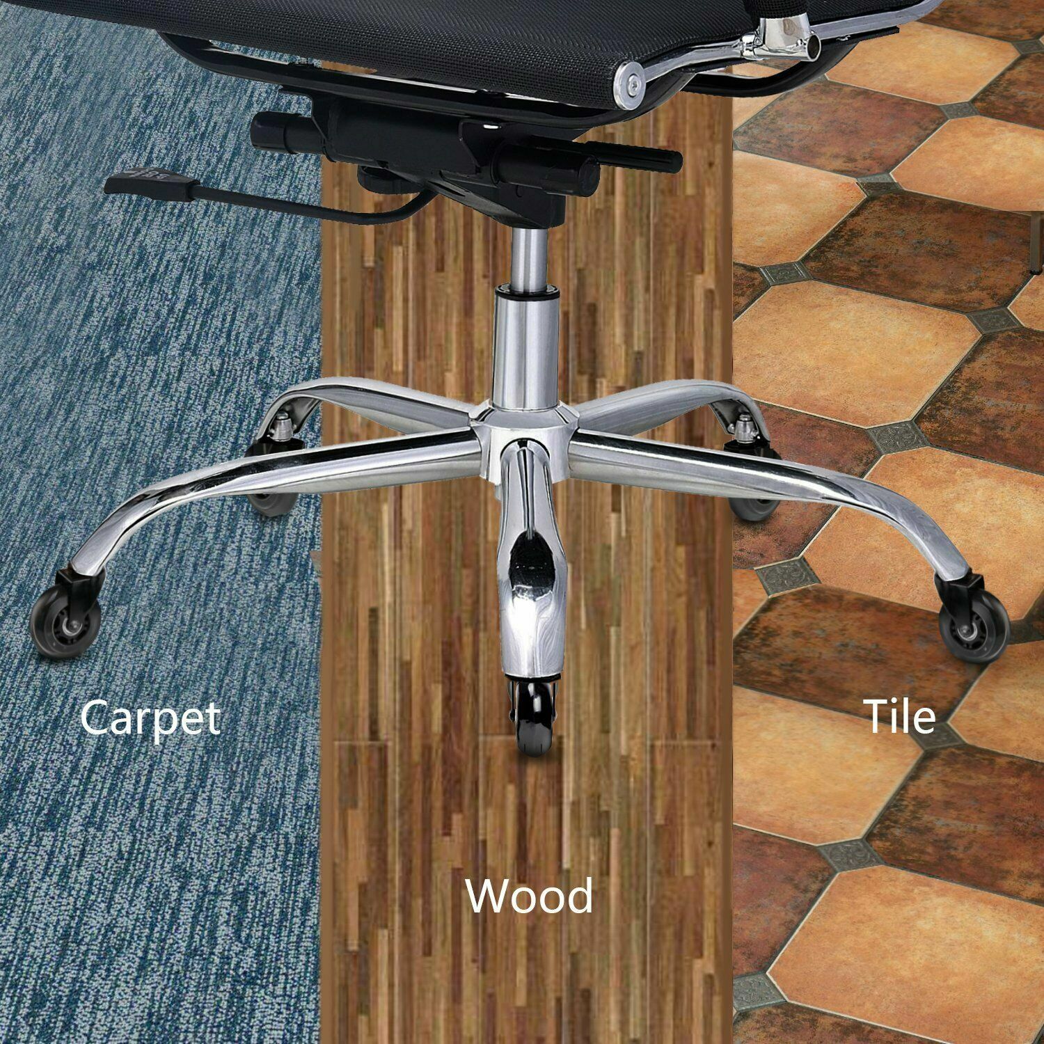 Set of 5 Office Chair Caster Rubber Swivel Wheels Replacement Heavy Duty 3 inch