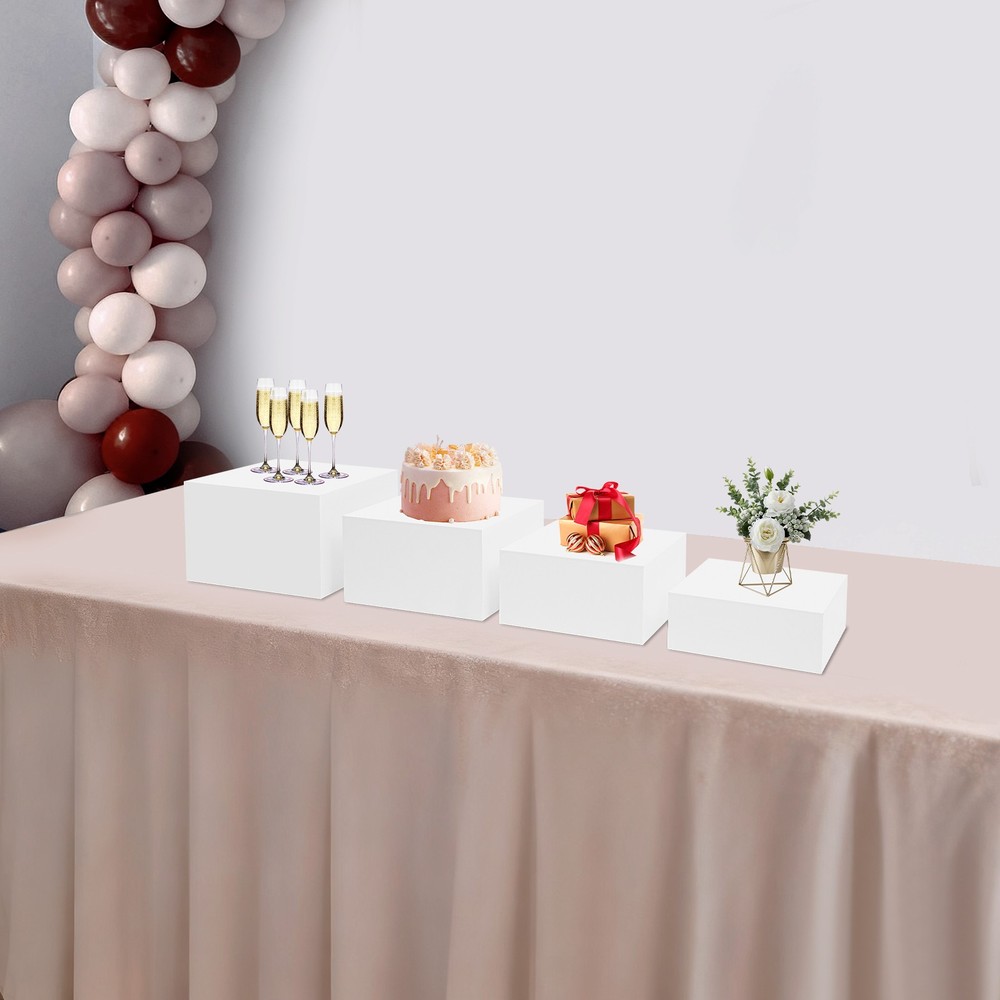 White Acrylic Stackable Organizer Stand 4Pcs Display Risers for Retail Shop
