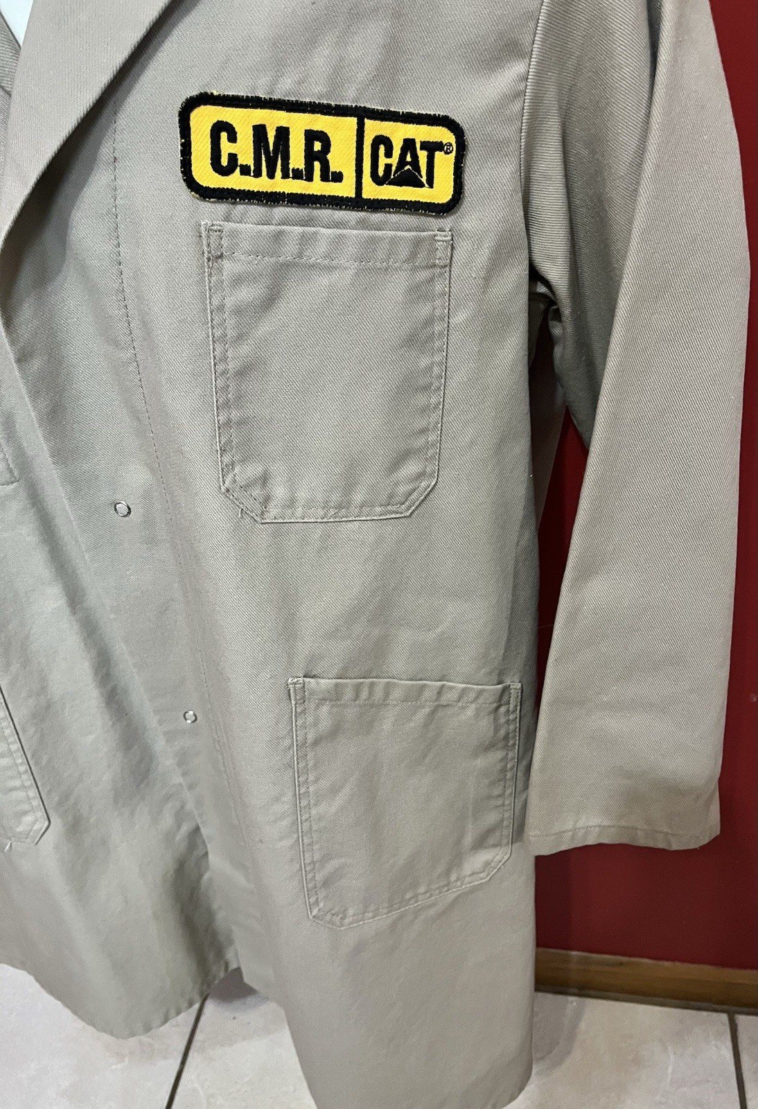 Vintage RENFORT Lab Coat Work Jacket Mens Womens Chest 50 France Beige CAT