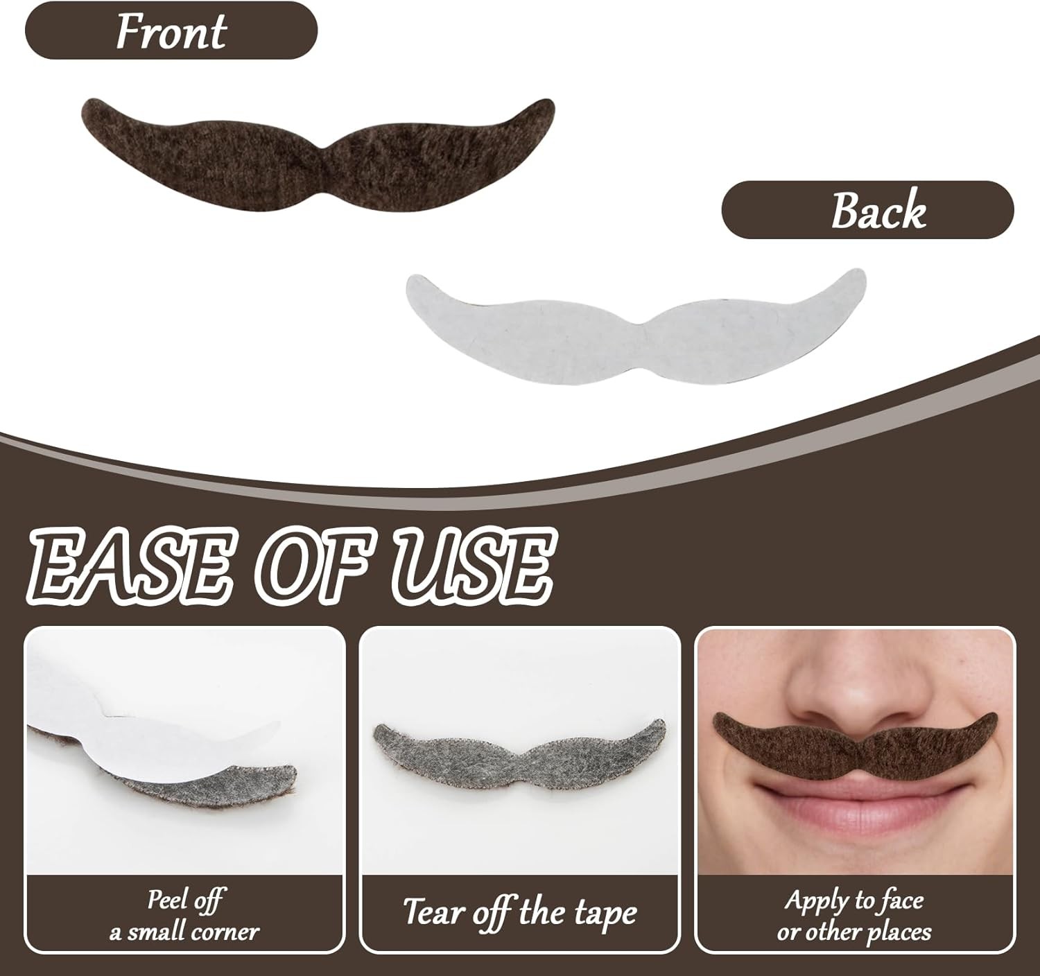 70 Pcs Fake Mustaches, Self Adhesive Fake Novelty Hairy Beard Costume, Christmas