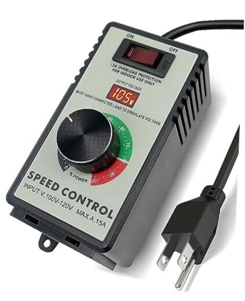 Variable Speed Controller, 120V 15 AMP AC Motor Variable Voltage Regulator