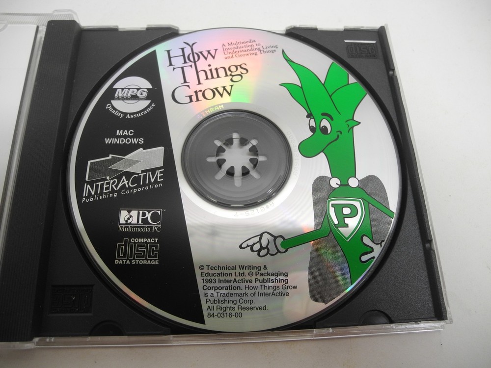 "How Things Grow" 1993 InterActive Publishing Corp. PC/Mac CD ROM with Booklet