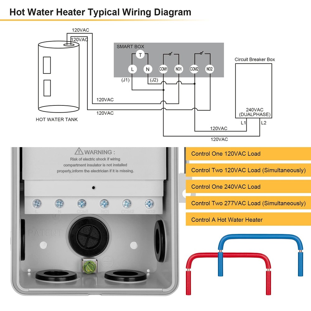 Pool Timer, 24-Hour Cycle Mechanical Timer Switch, 40 AMP, 2HP, 120, 240, 277...
