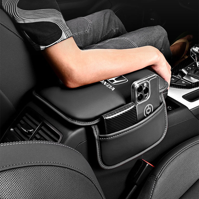 Car Armrest Cushion Cover Center Console Box Pad Mat with Pocket For Honda New
