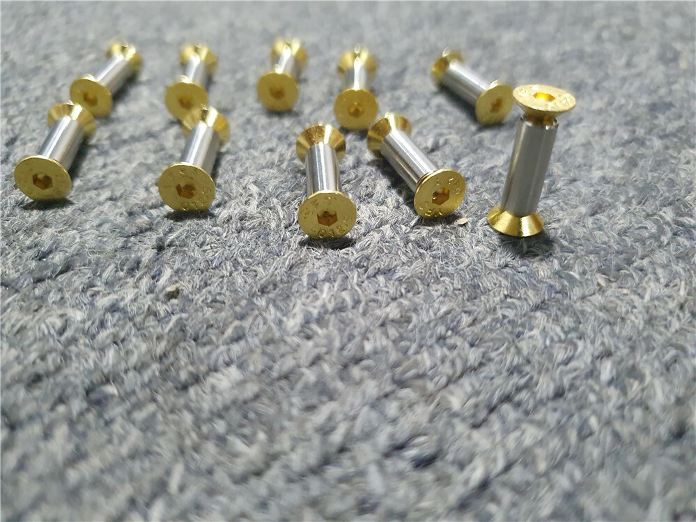 10pcs Knife Handle Bolt Rivets Screw Fastener Nut Flat Hex Head Gold USAA