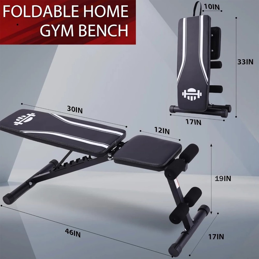 Weight Bench Adjustable Foldable Strength Training Full Body Workout Incline New