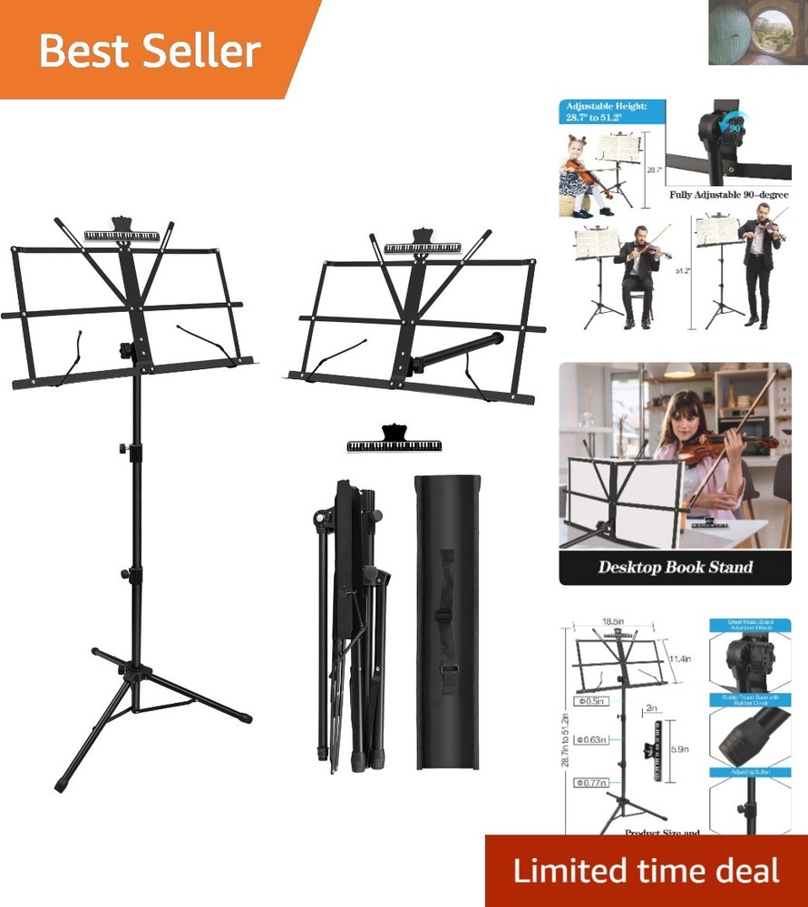 Versatile Music Stand - Adjustable Height & Foldable Design for Easy Transport
