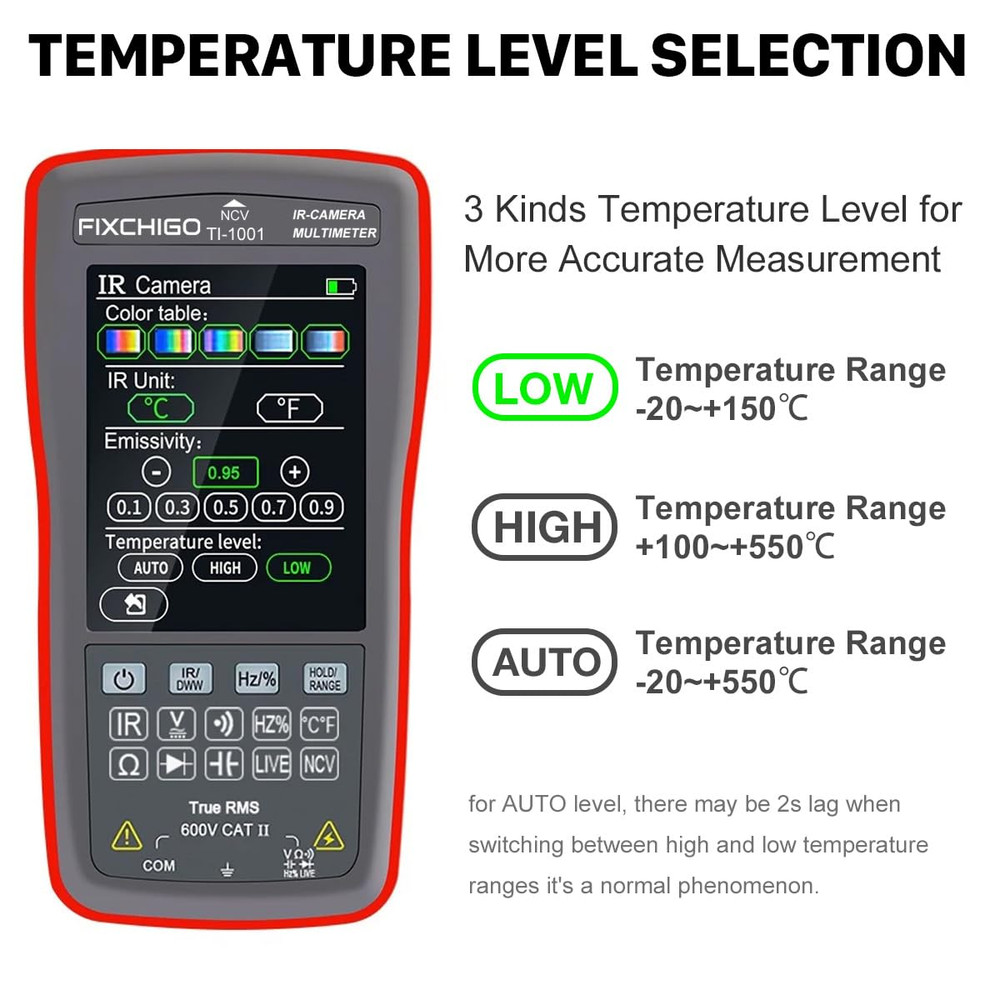 2-in-1 Touchscreen Thermal Imaging Camera & Multimeter, 240x240 Resolution