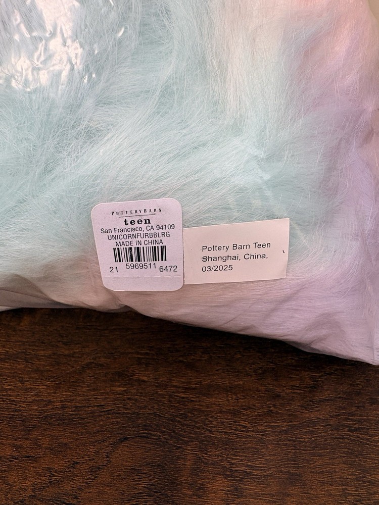 Pottery Barn Teen Large Bean Bag Cover Unicorn FAUX FUR