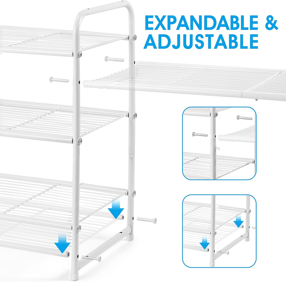 3-Tier Stackable Shoe Rack, Expandable & Adjustable Shoe Shelf Storage Organizer
