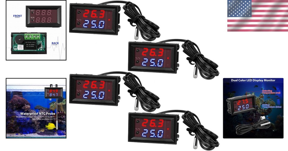 4 Pack Electronic Thermostat Controllers - Versatile Heating/Cooling up to 110°C