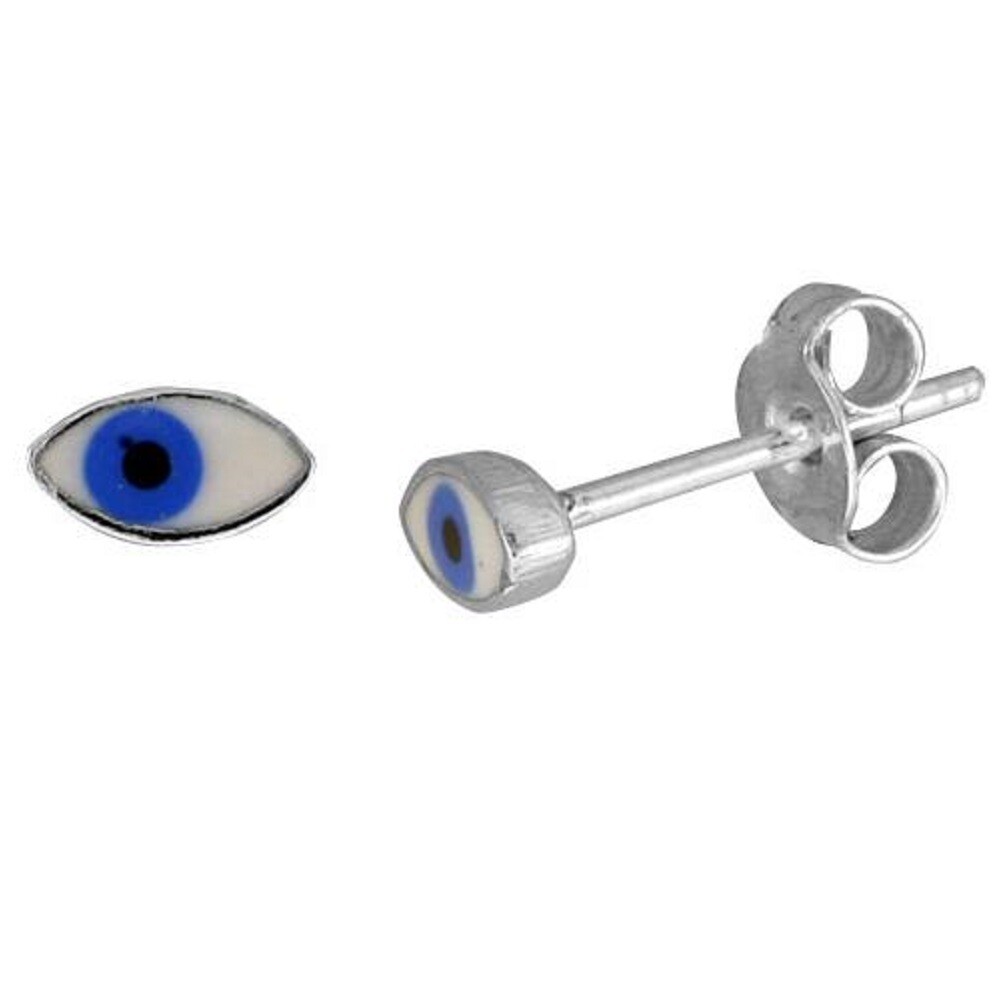 Sterling Silver Enameled Evil Eye Stud Earrings