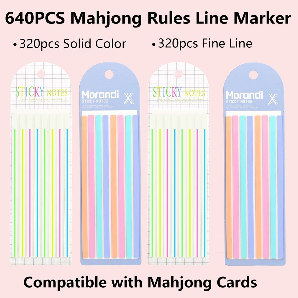 640 Pcs Mahjong Line Finder Reader Notes, Highlighter Tape Stripe, Transparen...