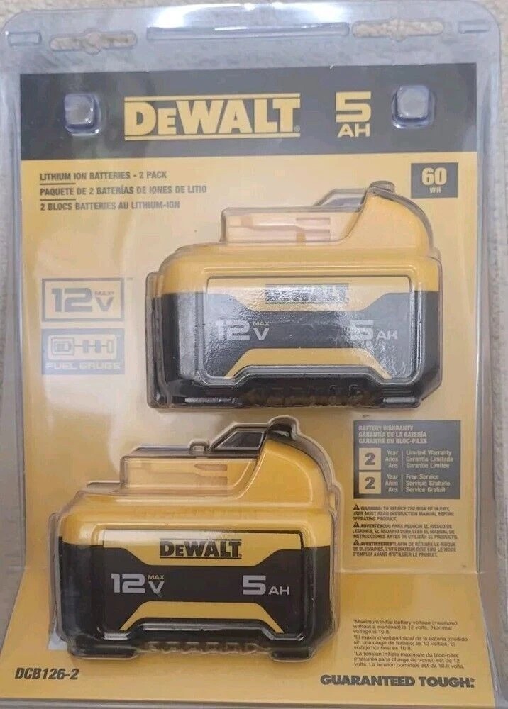 DEWALT DCB126-2 12V MAX* 5.0AH Lithium-Ion Batteries - Pack of 2 New In Pack USA