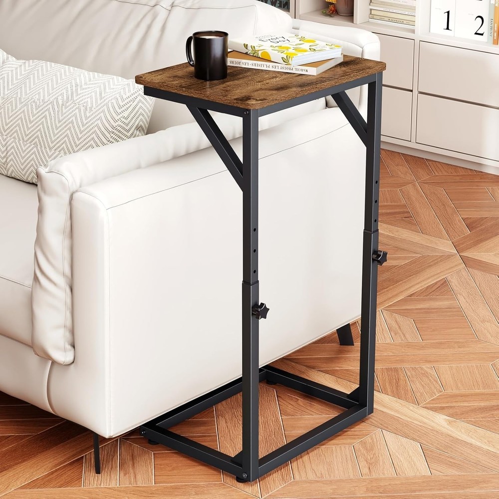 Adjustable C-Shaped End Table Small Side Table Couch Sofa TV Tray Table Living
