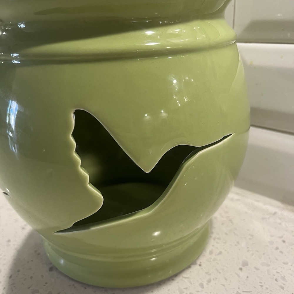 Lg Ceramic Spring Lantern Candle Holder W/Chimney Diffuser Hummingbird Design