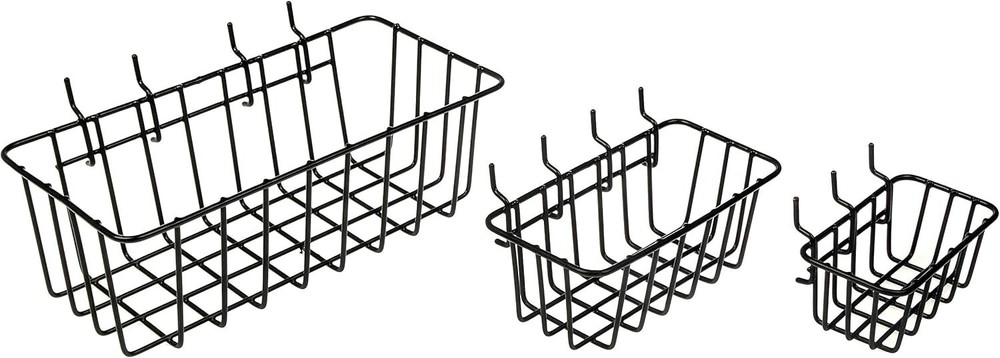 Assorted Pegboard Wire Basket Set - Pack of 3, Rust-Resistant Storage Solutions