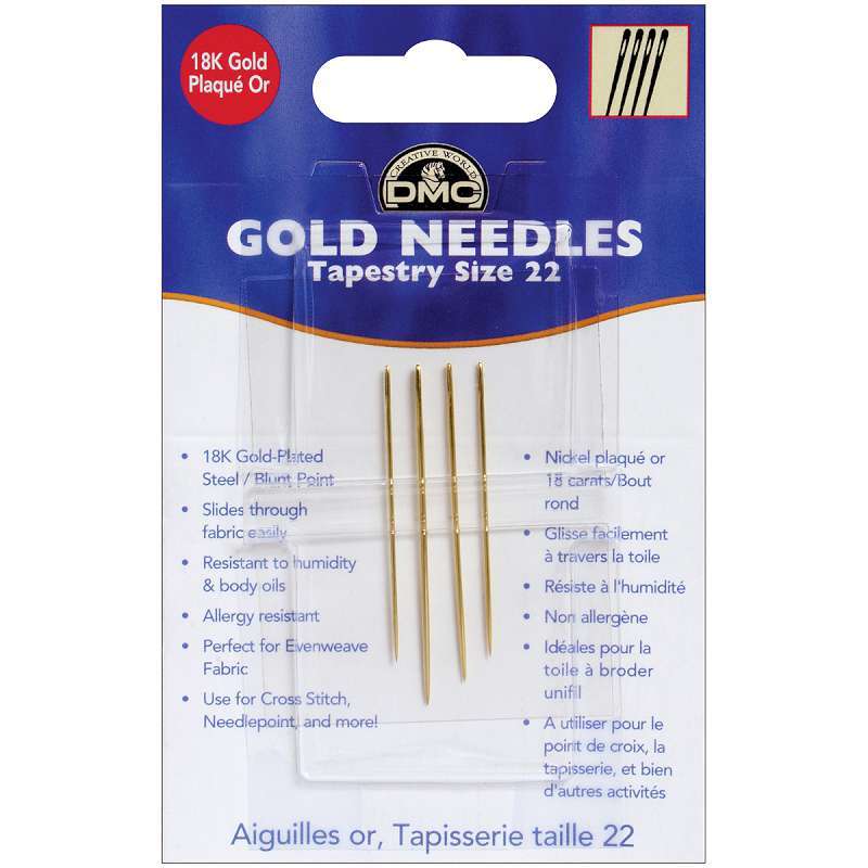 Gold Tapestry Hand Needles Size 22 4/Pkg