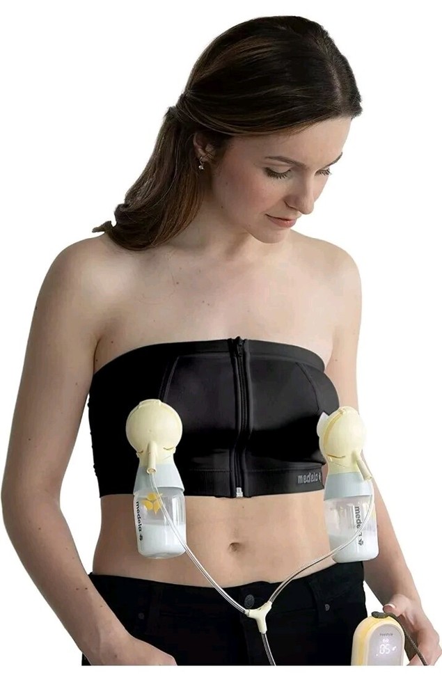 Medela Easy Expression Bustier Women's Size Small Black 1-Pack Zip Front NWT