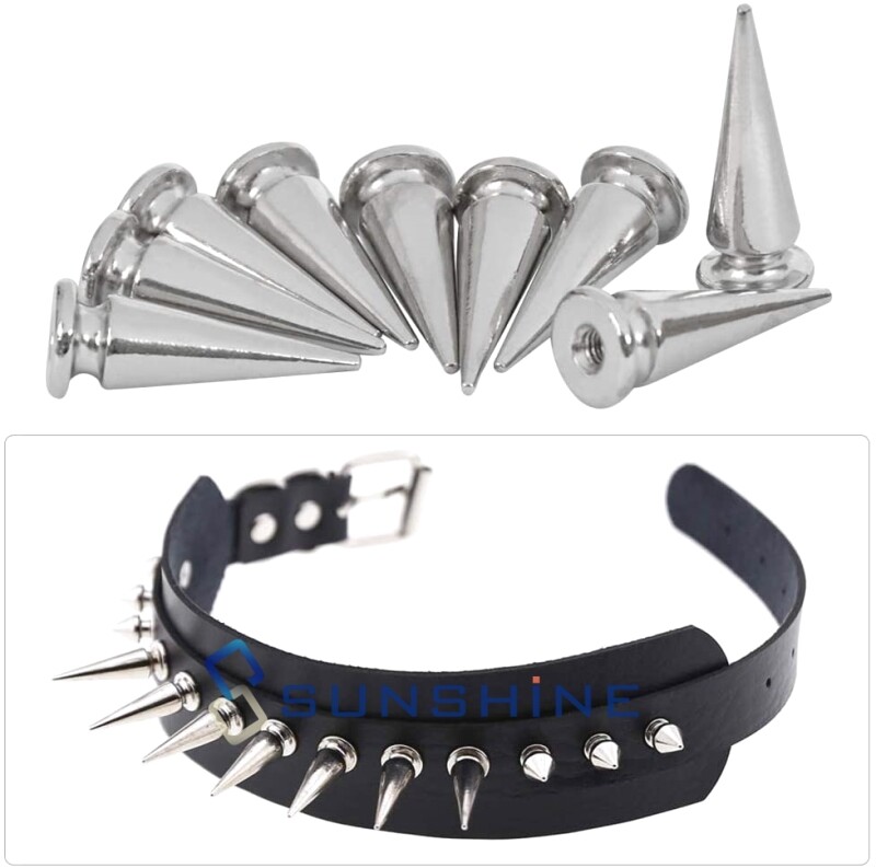 10/20/50/100/200PCS 10mm/26mm Metal Silver Studs Cone Rivets Screw Bullet Spikes