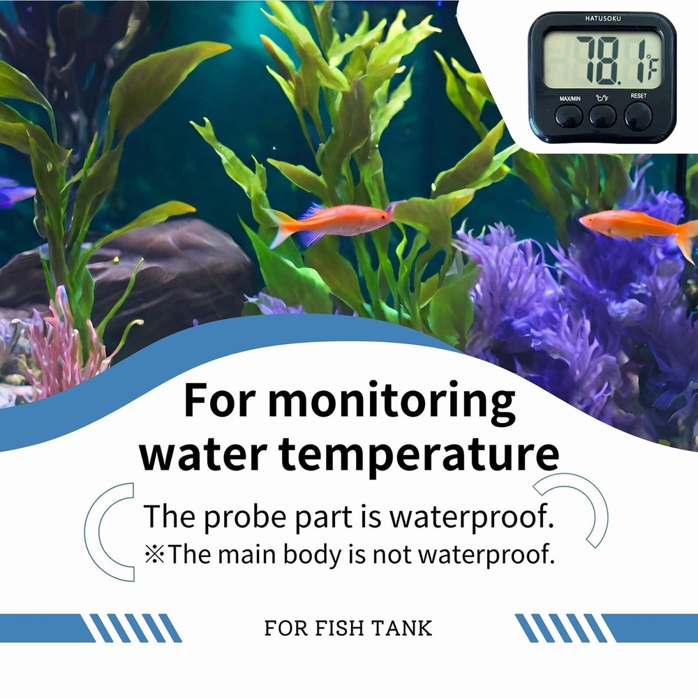 Digital Thermometer with External Sensor, Magnet, Suction Cup, Water Thermome...