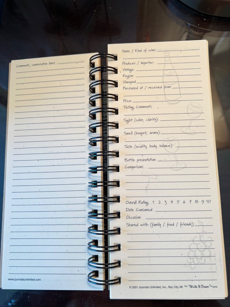 Write It Down Wine Journal 8"x 4"