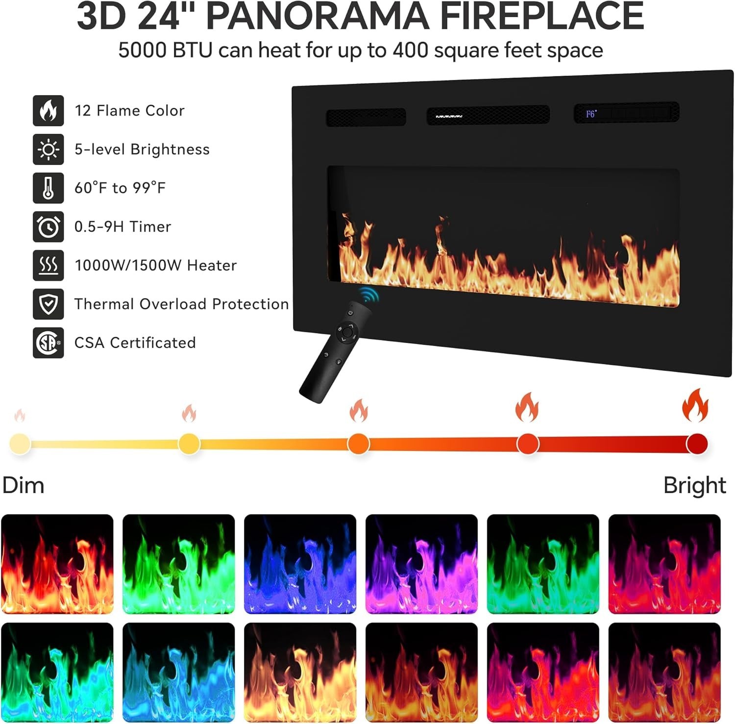 70" Fireplace TV Stand for 80 inch TVs with 36" Electric Fireplace