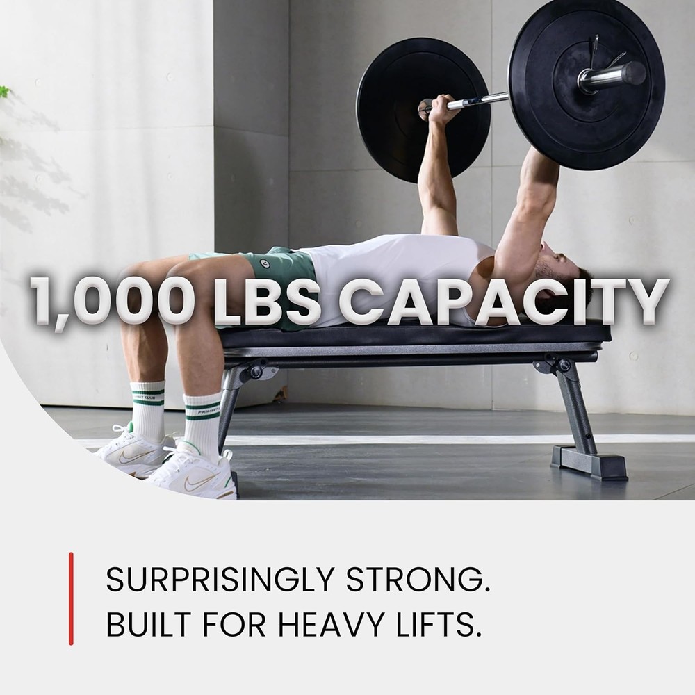 Foldable Flat Bench for Weight Training - 1,000 lb Capacity