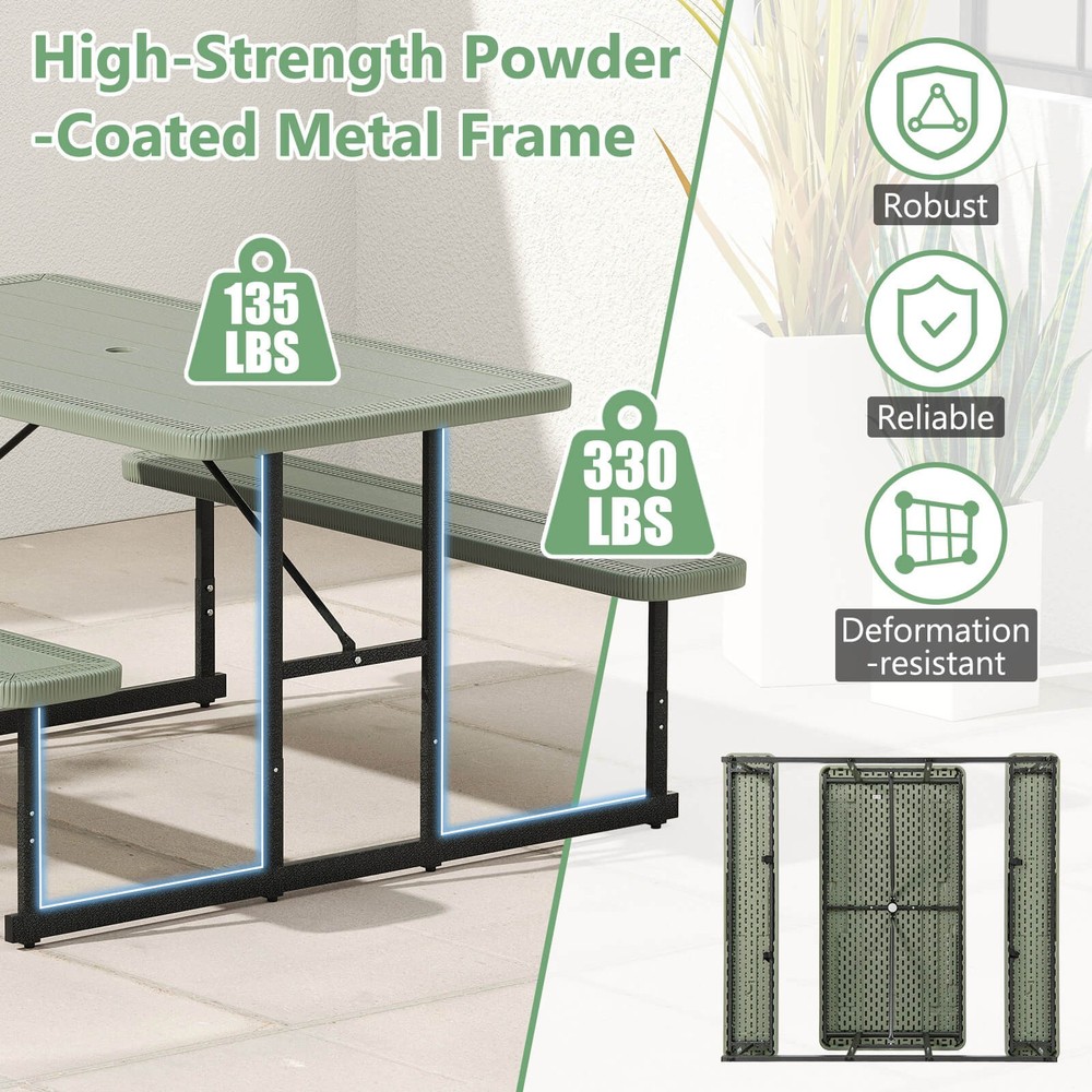 Picnic Table Bench Set for 2-4 People Outdoor Rectangular Camping Dining Table