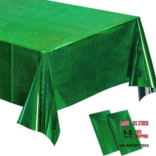 Table Cloth Disposable Table Covers - Plastic Rectangle Tablecloth for Green