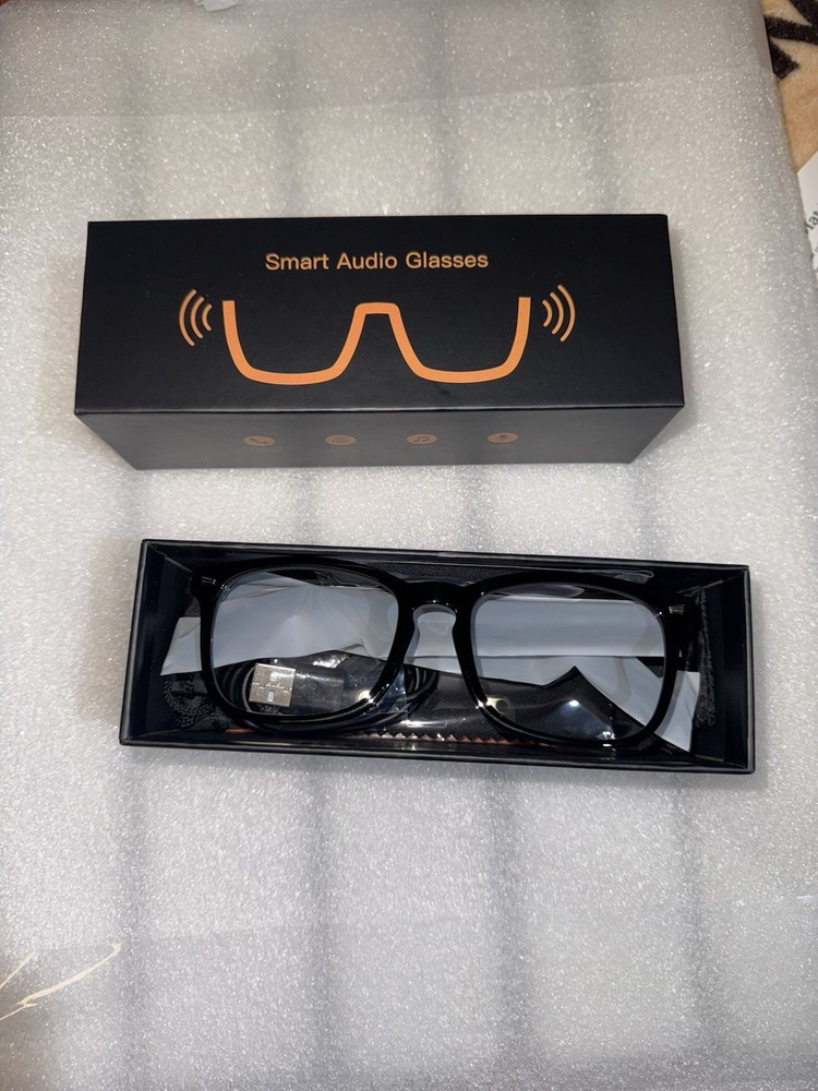 Smart Audio Glasses Bluetooth 5.4 USB Translation Chat Assistant Black