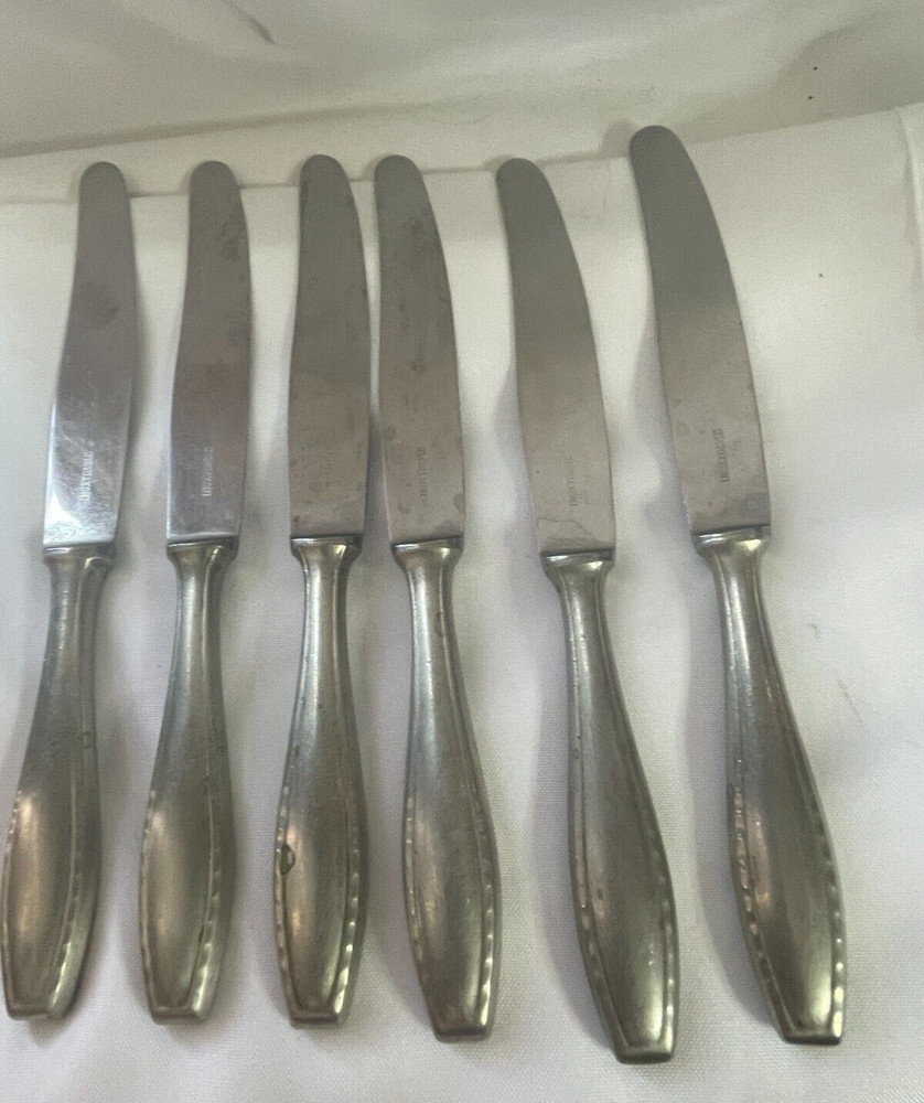 6 Vintage Inoxydable Stainless Dinner Knife Flatware