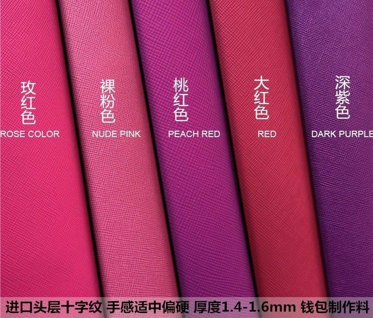 Red/pink taiga First layer leather material cross pattern cowhide Leathercraft