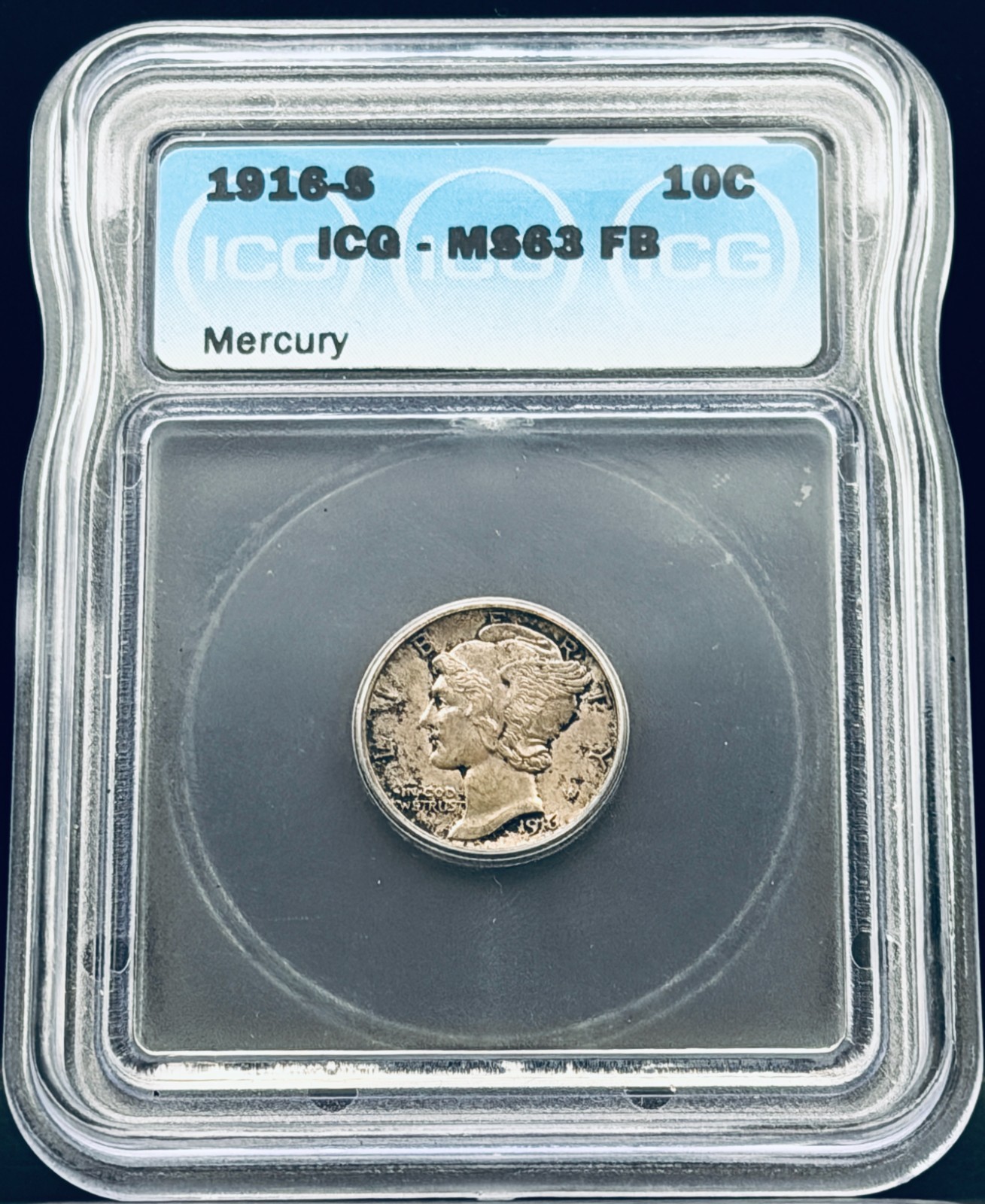 1916S Mercury Dime ICG MS63 FB 10C