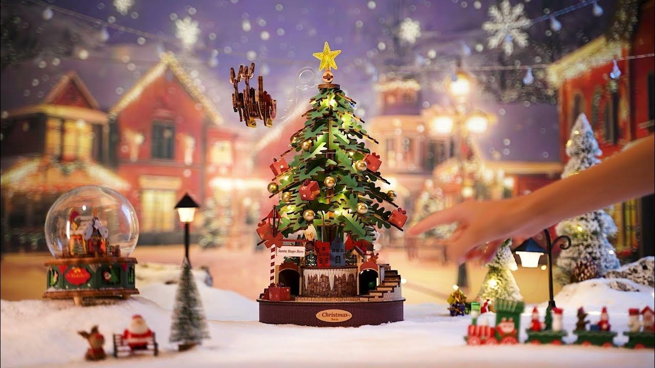 ROKR Rolife Christmas Tree Christmas Dream Gift Factory Wooden Music Box 3D Toys