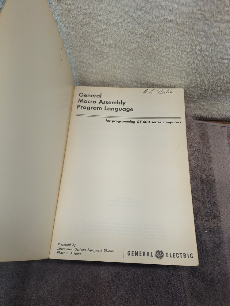 Vintage GE-600 Series GMAP Training Manual Program Language Book