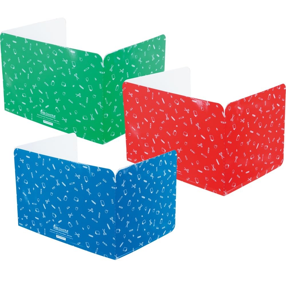 Really Good Stuff Large Privacy Shield, 12-Pack, Red, Green & Blue