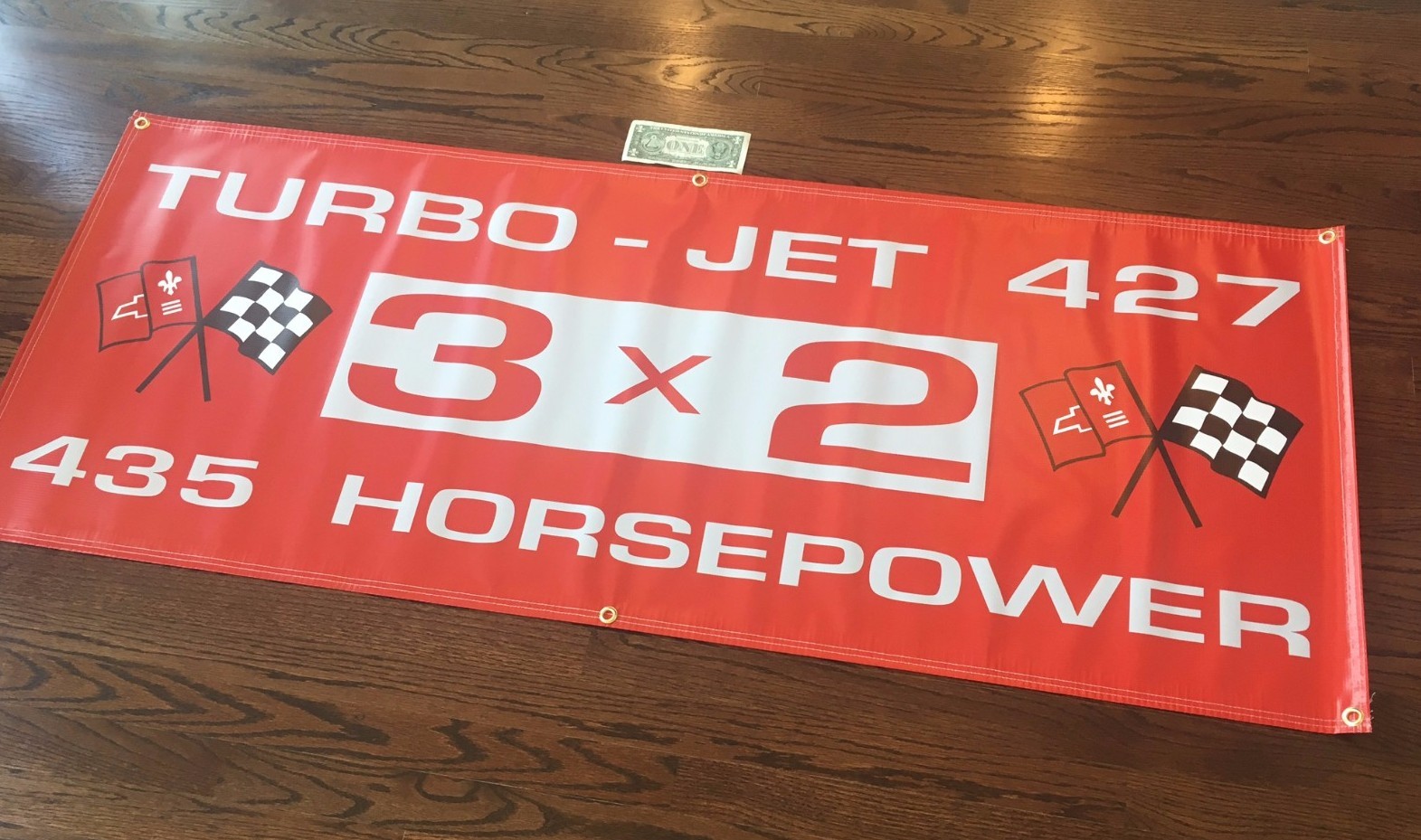 CORVETTE 427 TRI-POWER ENGINE Garage Banner Sign (Large 2'x5')