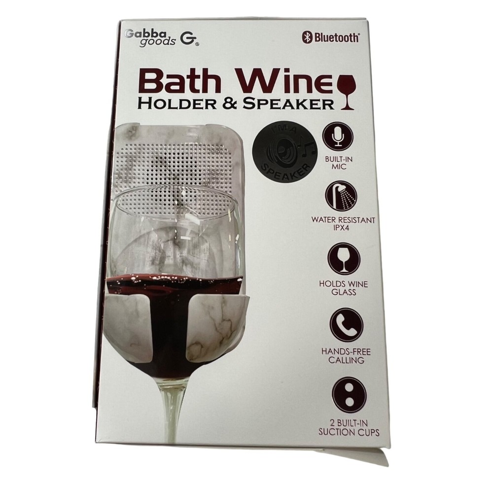 Gabba Goods Bath Wine Holder & Speaker Bluetooth White