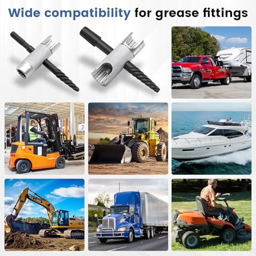 2 Pcs Grease Fitting Tool, 4-in-1 Grease Zerk Fitting Tool, Grease Zerk Tool