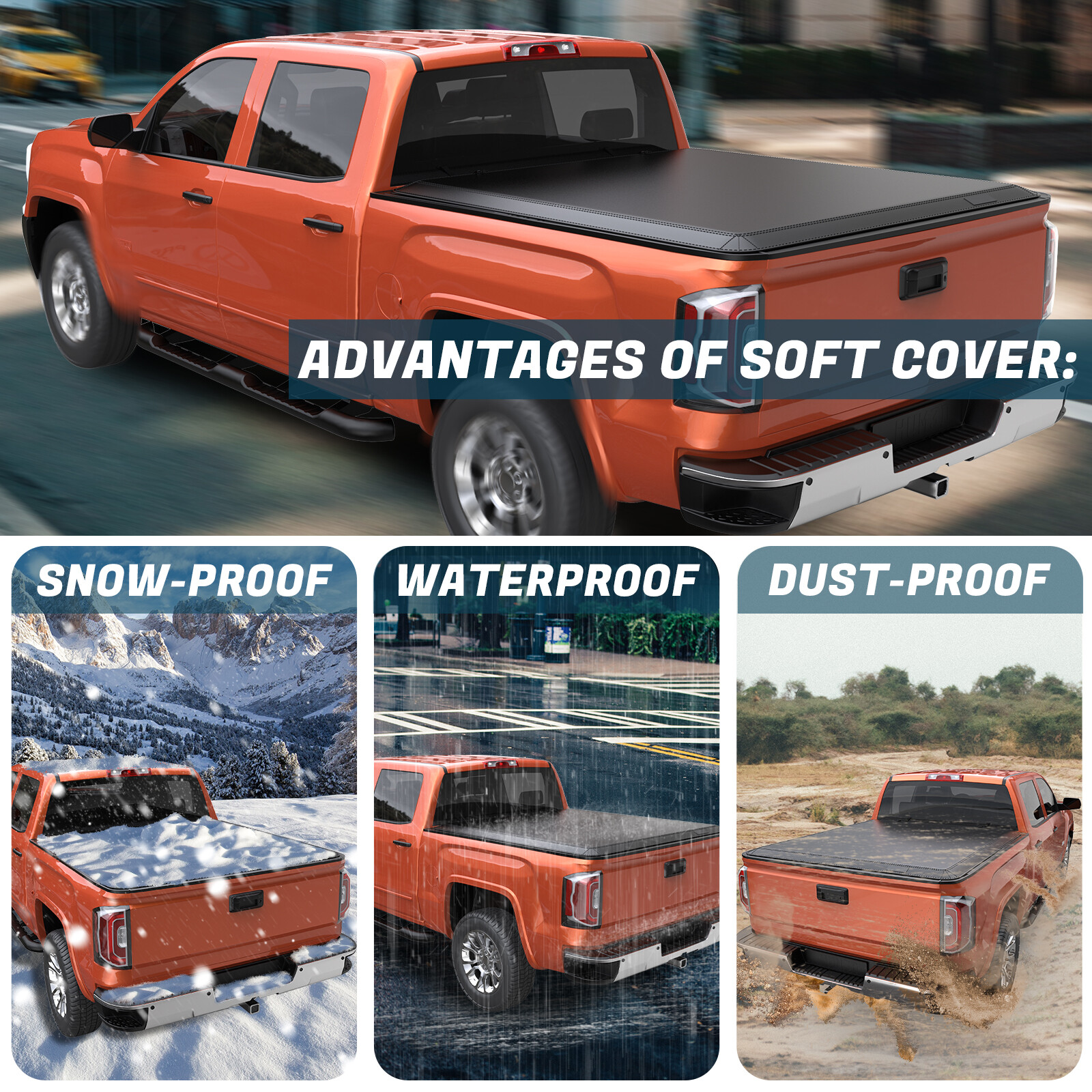 5.8Ft Tonneau Cover Truck Bed For 2014-19 Chevy Silverado GMC Sierra 1500 4-Fold