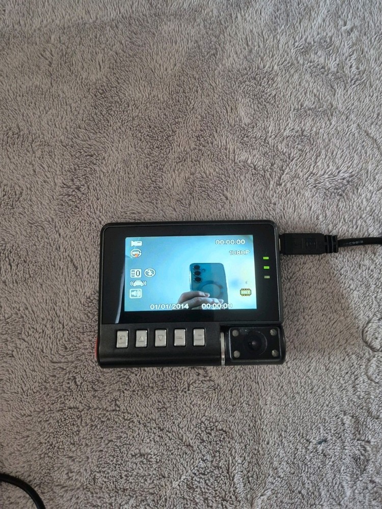 Dashcam in car camera with reversible camera black.