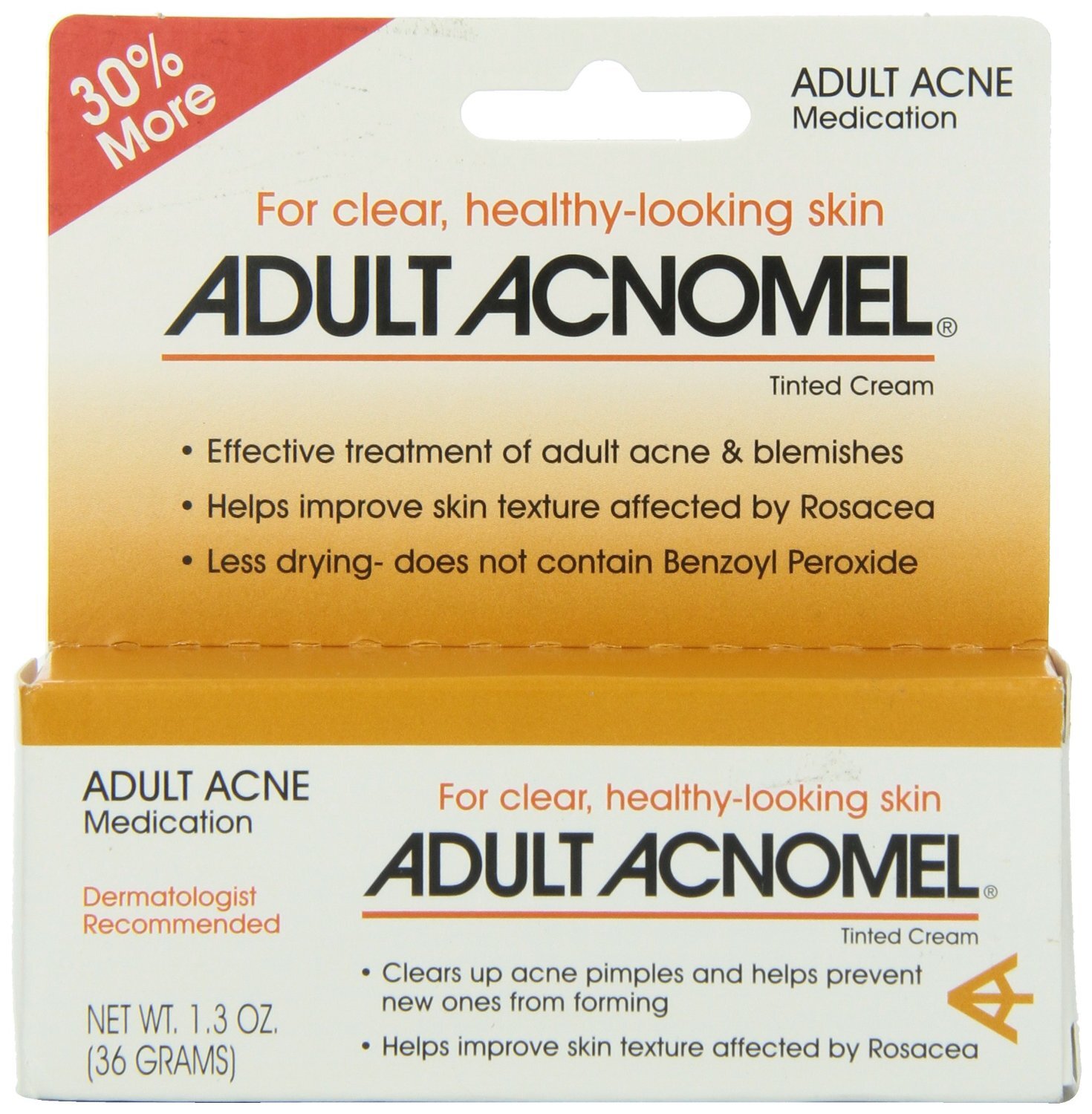 Adult Acnomel Tinted Cream Acne Medication 1.30 Oz 36 G