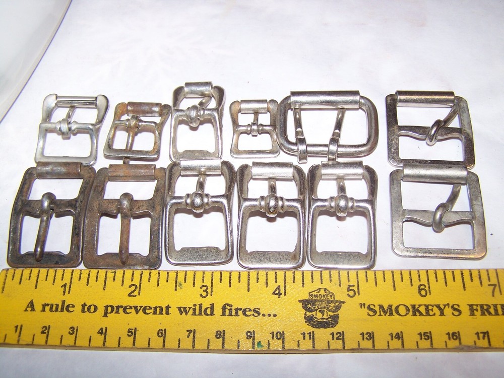 NOS Vintage Rectangular Single Double Prong Roller Buckle for Leather Strap