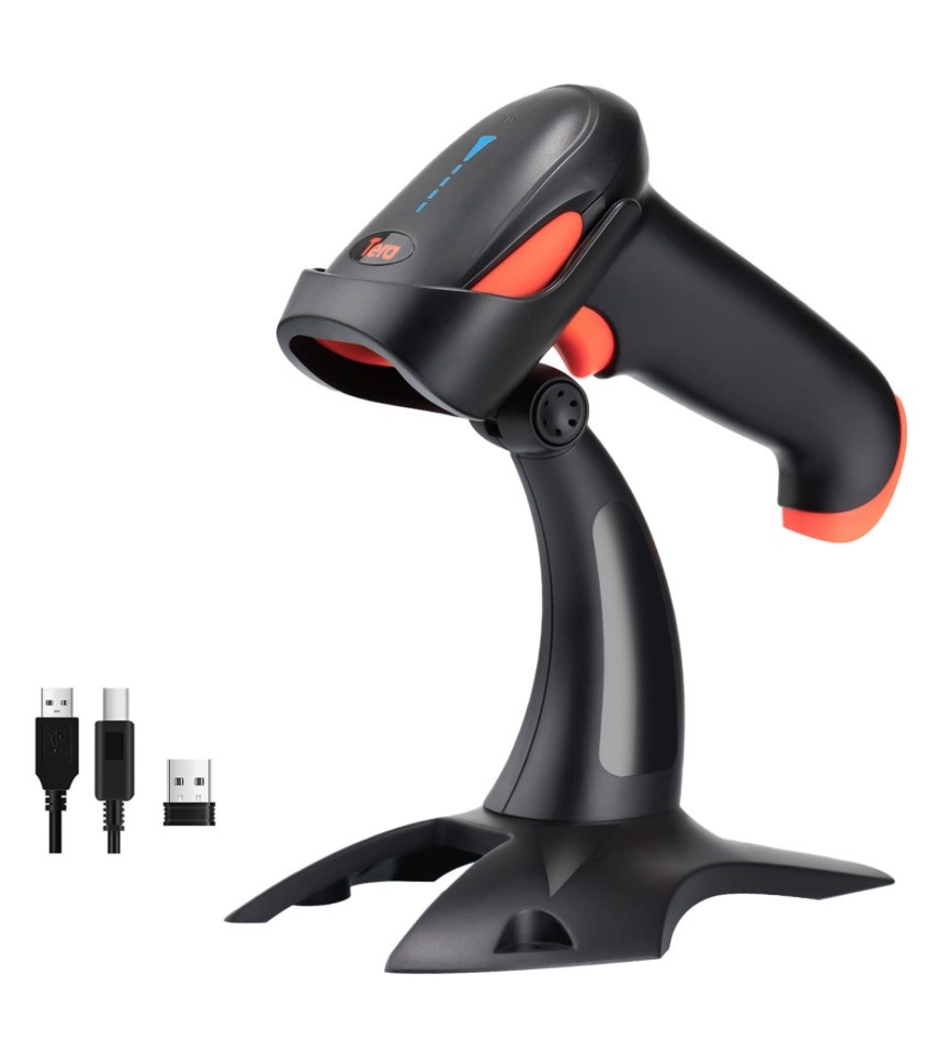 Tera HW0002 Wireless UPC Barcode Scanner 1d/2d, Orange with Stand